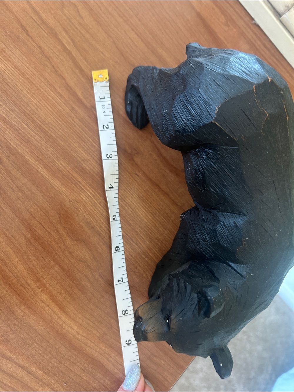Set of 2 Black Wooden Bear Figurines - Picture 4 of 10